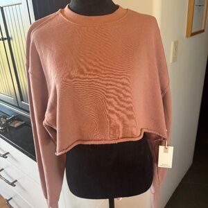 GOOD AMERICAN WOMEN'S SIZE 0 (XS, 4-6) CROP SWEATSHIRT MAUVE NWT